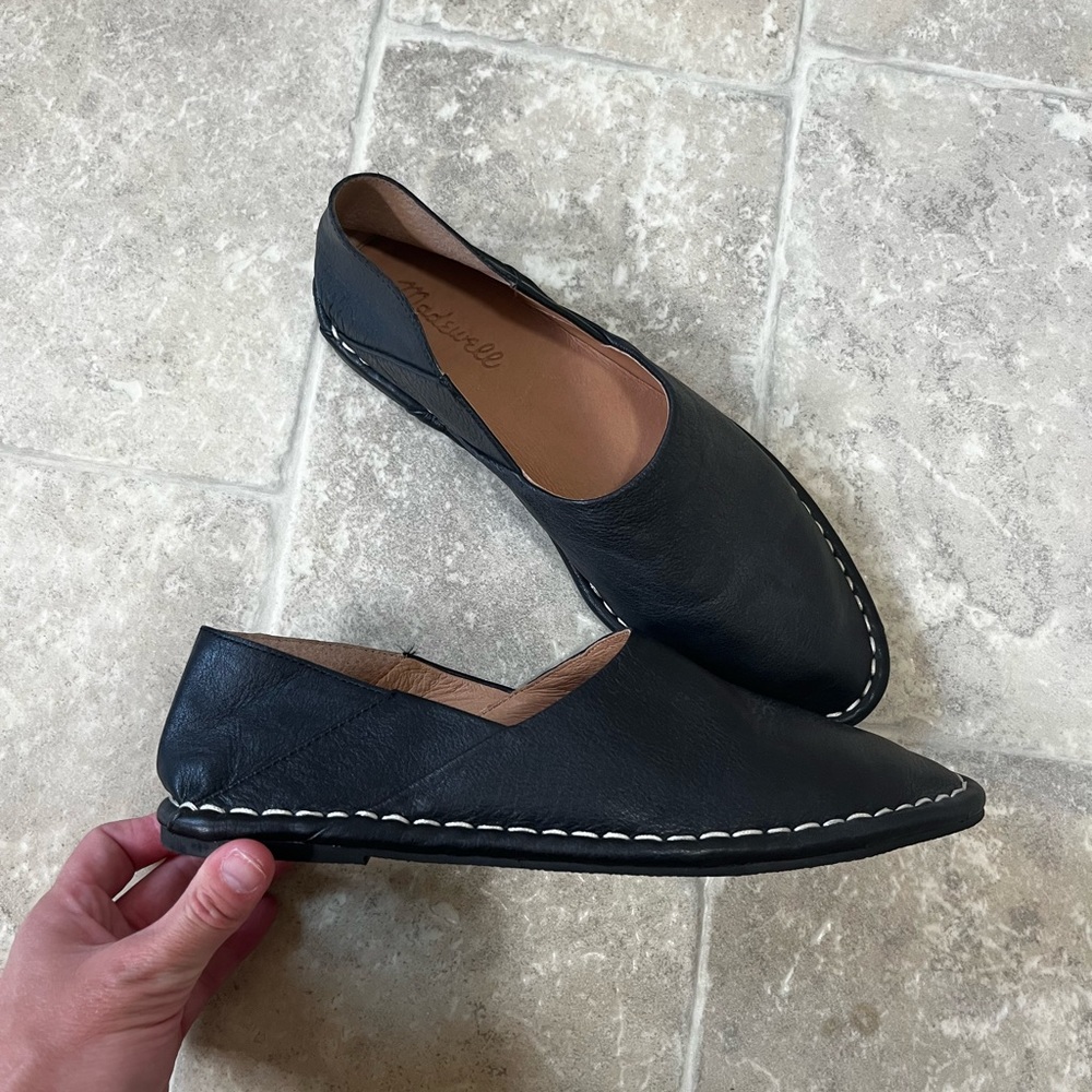 Black leather Madewell loafers